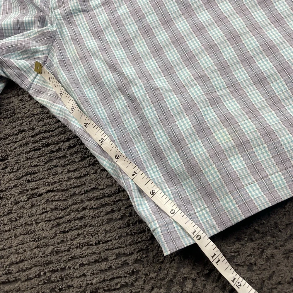 Tommy Bahama Mens 34 Shorts Green Plaid Check Nylon Spandex Blend Stretch Casual